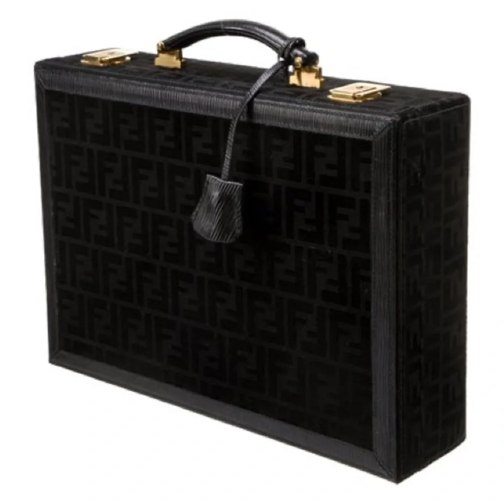 SALE!! Fendi unisex FF jacquard logo monogram jewlery trunk briefcase bag